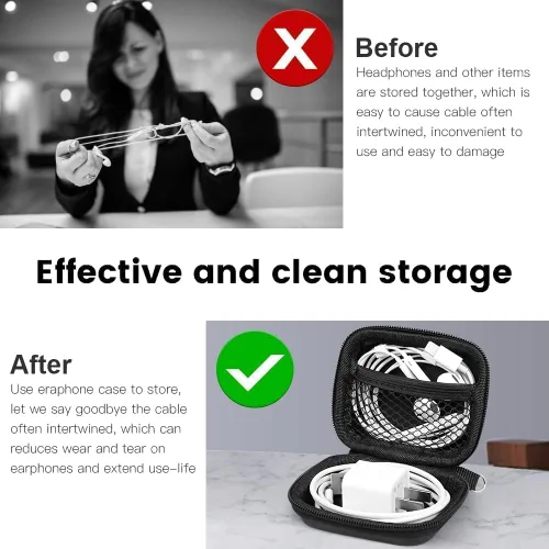 Miniatura 3 de Estuche para auriculares, estuche de transporte para auriculares, bolsa de almacenamiento de auriculares de EVA dura, pequeña bolsa con cremallera