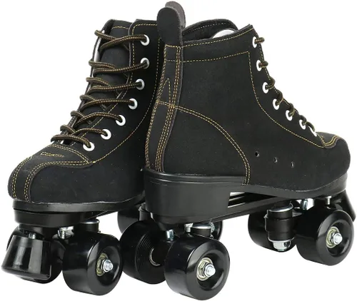 Miniatura 3 de Patines de ruedas para mujeres y hombres, zapatos altos de piel de vacuno, patines clásicos de doble fila, patines de cuatro ruedas para hombres