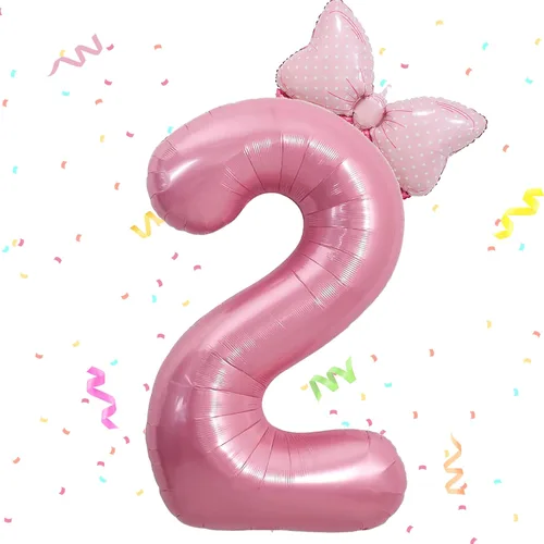 Miniatura 11 de HIBILDER 2 globos rosados del número 6 y mini lazo, decoraciones de fiesta de cumpleaños de 40 pulgadas, suministros de fiesta de sexto para niñas