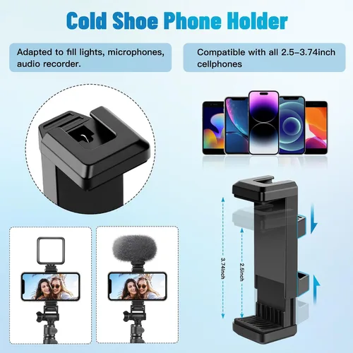 Miniatura 4 de Victiv - Trípode para teléfono de 1.78 metros (70 pulgadas), trípode para iPhone con control remoto y soporte para teléfono, resistente y estable
