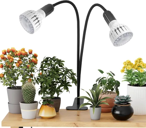 Miniatura 12 de GooingTop Luz de cultivo para plantas de interior, 5000 K, lámpara blanca de cuello de cisne de espectro completo con clip LED rojo y azul