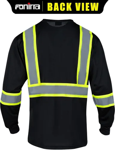 Miniatura 3 de FONIRRA Paquete de 3 camisetas de seguridad de manga larga reflectantes de alta visibilidad, camisas de trabajo de construcción ANSI Clase 3