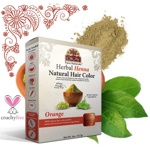 Miniatura 3 de Okay Pure Naturals Tinte para el cabello con henna herbaria naranja, tinte totalmente natural, libre de productos químicos nocivos, pigmento