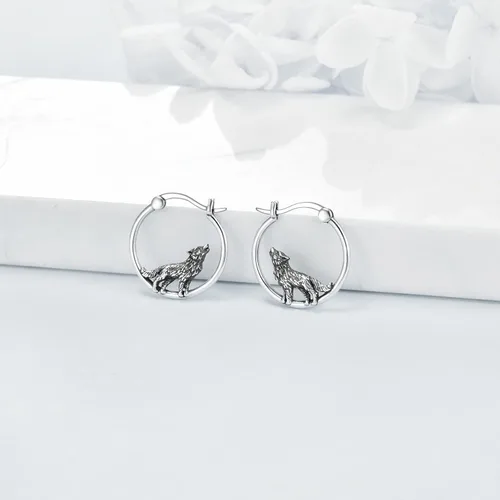 Miniatura 3 de Aretes de plata de ley 925 con diseño de animales, bonitos aretes de aro de animales, regalos de joyería para mujeres y niñas