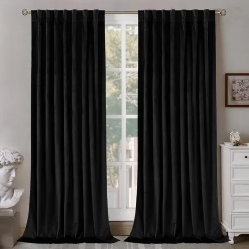 Miniatura 58 de BGment Cortinas de terciopelo rosa polvoriento, 2 paneles de 84 pulgadas, 2 paneles para sala de estar, aislamiento térmico de lujo, reducen
