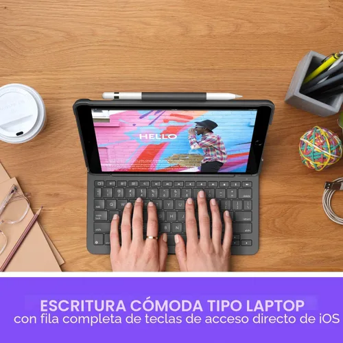 Miniatura 2 de Logitech Funda con teclado para iPad (7ª, 8ª y 9ª generación) Slim Folio con teclado inalámbrico integrado (grafito)