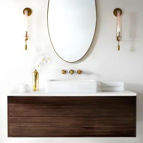Miniatura 3 de LIGHTLAND Aplique de pared dorado, lámpara de pared moderna de metal y vidrio de 28 pulgadas, lámpara de pared para sala de estar, dormitorio