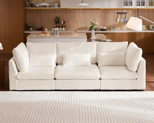 Miniatura 71 de Sofá Modular de Gran Tamaño, Sofá Seccional de Chenilla Nube Extra Profundo con Chaise Otomana, Sofá Esponjoso de Chenilla de 4 Plazas para Sala