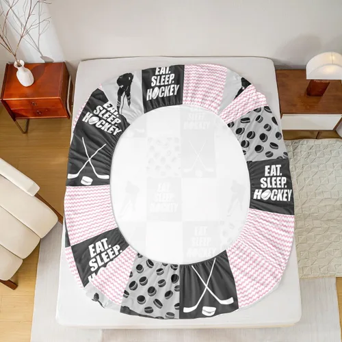 Miniatura 3 de Sábana bajera ajustable de hockey sobre hielo, tamaño individual, para adolescentes y niñas, juego de ropa de cama de hockey para decoración de sala