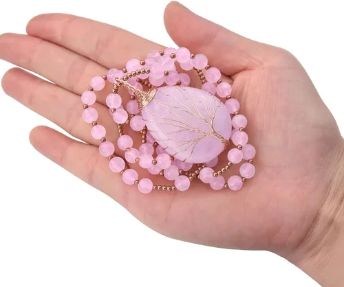 Miniatura 5 de Jovivi Collar de cristales curativos de cuarzo amatista natural, con dije de piedra preciosa de chakra envuelto en lágrima envuelta en alambre de 28