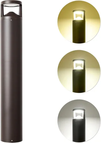 Luz LED de paisaje bolardo, 42 "24 W luz de camino al aire libre, 3CCT seleccionable (3000 K/4000 K/5000 K), IP65 impermeable, 0-10 V regulable