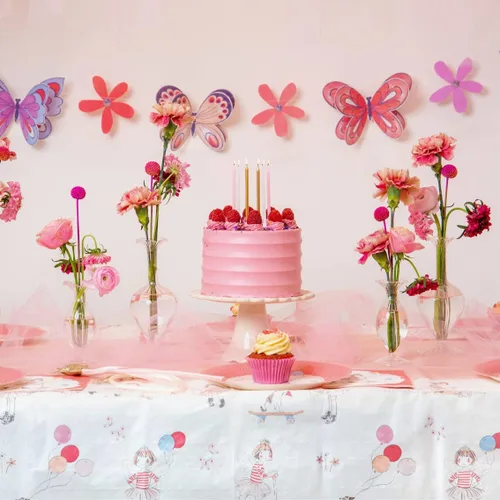 Miniatura 4 de Bonita guirnalda de mariposas rosadas, decoraciones de cumpleaños para niñas y niños, suministros de fiesta, decoración de habitación infantil, baby