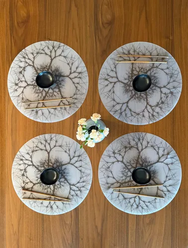 Miniatura 10 de Modern-Twist Mantel individual rectangular de silicona de 14 x 16 pulgadas, 100% silicona de grado alimenticio, estampado Asawa en niveles, paquete