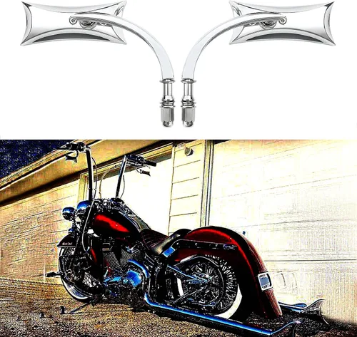 Miniatura 13 de 8mm 10mm Espejos Mini para Motocicleta Negros Compatibles con Honda Suzuki Harley Road King Street Electra Glide Road Glide Dyna Softail Retrovisor
