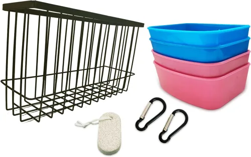 Comedero de heno para conejillos de indias, chinchilla, comedero colgante para jaula de metal resistente, soporte para verduras Timothy (1 comedero