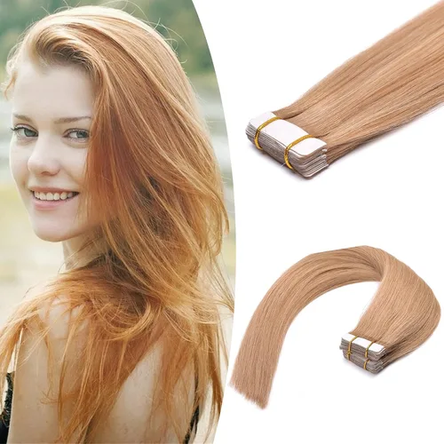 Miniatura 16 de Extensiones de cabello humano Remy con cinta adhesiva sin costuras (16 pulgadas, 10 unidades, rubio ceniza)