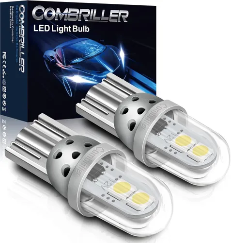 Combriller 194 foco LED blanco 6000K súper brillante 168 2825 W5W T10 con cubierta protectora y diseño hueco, focos LED de repuesto para domo, mapa,