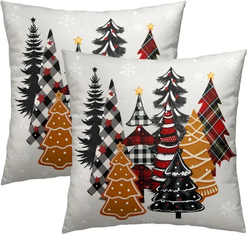 Miniatura 41 de Fundas de Almohada de Bosque de Pinos 22x22 Juego de 2, Fundas de Almohada Decorativas de Árboles de Abeto y Cedro Verde Nieve Beige de Invierno