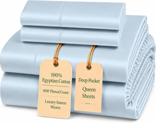Miniatura 22 de Sábanas Twin XL 100% Algodón Para Cama Twin, Juego de Sábana Bajera Totalmente Elástica y Fundas de Almohada 800TC, Sábanas de Bolsillo Profundo 06