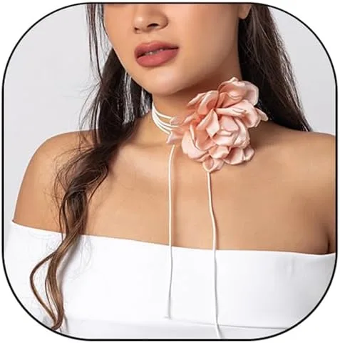 INENIMARTJ Gargantilla de flores, gargantilla de rosa grande, gargantilla de terciopelo con roseta de flores, collar para mujeres y niñas, novia,