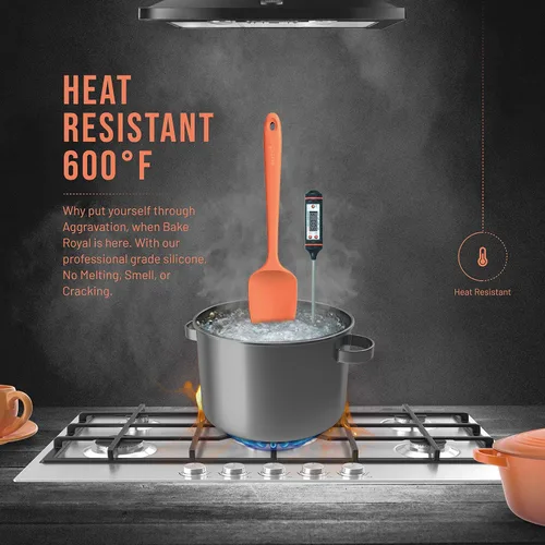 Miniatura 5 de BakeRoyal Juego de espátulas de silicona – 4 espátulas de goma de silicona resistente al calor 600°F para tareas diarias – Espátulas de cocina