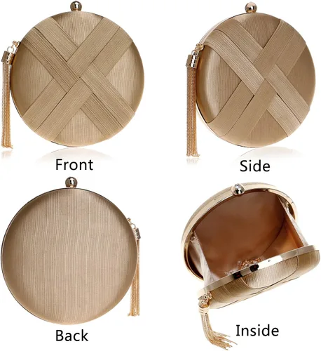 Miniatura 3 de CUCTACBCT Satin Round Clutch Purses for Women Evening Bags Wedding Party Purse Bridal Night Out Handbags