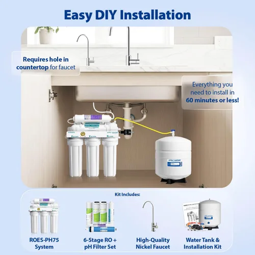 Miniatura 3 de APEC Water Filtro de agua de ósmosis inversa, sistema de ósmosis inversa de 6 etapas, certificado WQA para eliminar impurezas de 1K+