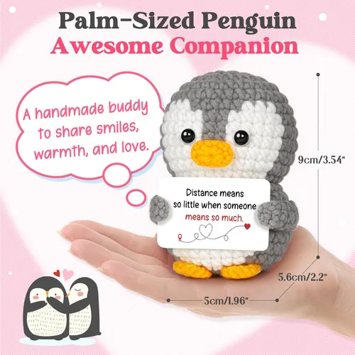 Miniatura 3 de Regalos para relaciones a larga distancia para novio, novia, amistad, regalos de Thinking of You para mejor amiga, pareja, pingüino de ganchillo