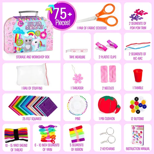 Miniatura 6 de Creative Kids Kit de costura de fieltro - Artesanía de más de 15 personajes - Divertido kit de bricolaje para niños mayores de 8 años - Juego