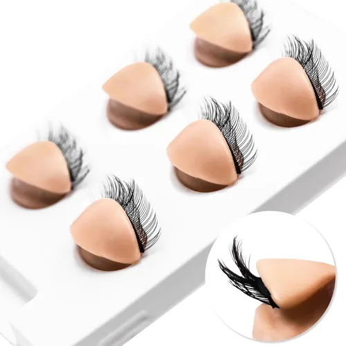 3 pares de párpados de práctica de pestañas de 2 capas para cabeza de maniquí, goma de silicona, párpados de extensión de pestañas realistas Color