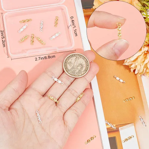Miniatura 3 de Beebeecraft 2 colores, 20 piezas de puntas de cuentas, cubiertas de nudo, chapadas en oro de 18 quilates, puntas de engarce de concha de plata