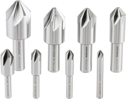 Miniatura 12 de Accusize Industrial Tools Avellanador de la máquina de 60 grados 6 de la flauta H.SS, 8 PC, tierra de la precisión, 0206-0010 60 Grados 6 Flauta