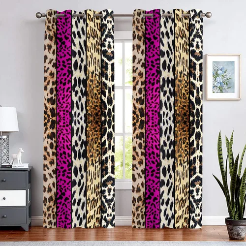 Miniatura 37 de Cortina opaca con estampado de animales salvajes, para oscurecer la habitación, con aislamiento térmico, con ojales para sala, comedor, dormitorio