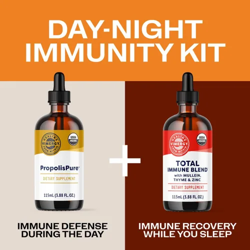 Miniatura 2 de Vimergy Kit de inmunidad día-noche* - Kit de suplemento líquido de 2 partes con PropolisPure® y mezcla inmune total* - Absorción rápida, 2 x 3.9 fl