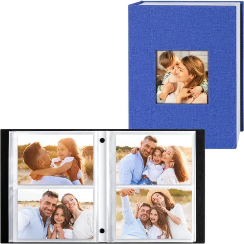 Miniatura 48 de Ywlake Álbum de fotos de 4 x 6 pulgadas, 50 bolsillos, paquete de 2 unidades, mini capacidad de lino de pequeña capacidad, cada paquete tiene