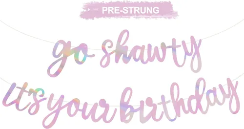 Miniatura 30 de BEISHIDA Cartel con texto en inglés «Go Shawty It's Your Birthday» con texto en inglés «No DIY Hip Hop» con tema de feliz cumpleaños, cartel de Rojo