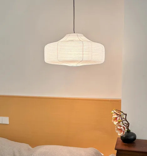 Miniatura 4 de Faroles de papel de techo grandes blancos (19.7 in, 19.69 pulgadas), lámparas de luces de papel de arroz, lámparas colgantes vintage