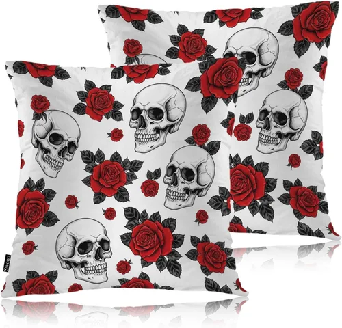 Miniatura 26 de Swono Juego de 2 fundas de almohada de 18 x 18 pulgadas, diseño floral abstracto, fundas de almohada decorativas para interiores y exteriores, sofá