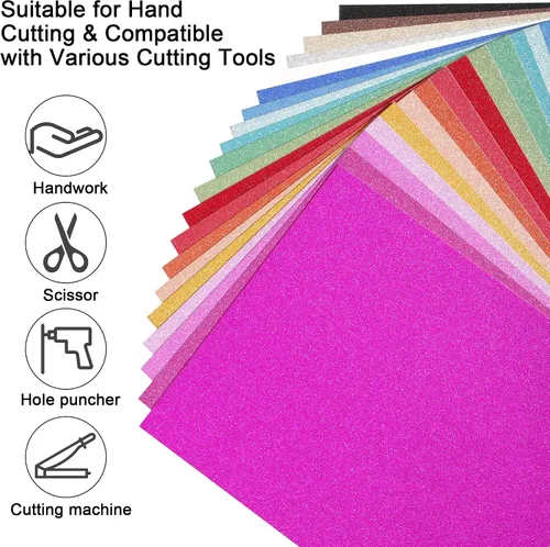 Miniatura 4 de 40 hojas de papel de cartulina con purpurina de 20 colores - 21,6 x 27,9 cm, 250 g/m²/92 lb, cartulina gruesa de peso pesado y colorida