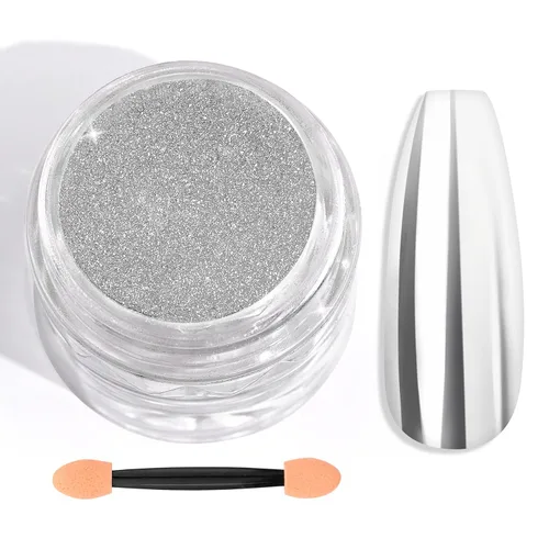 Miniatura 13 de SAVILAND Polvo de uñas cromado con perla blanca: 1 g de polvo de cromo con efecto espejo metálico, unicornio, iridiscente, nacarado, aurora