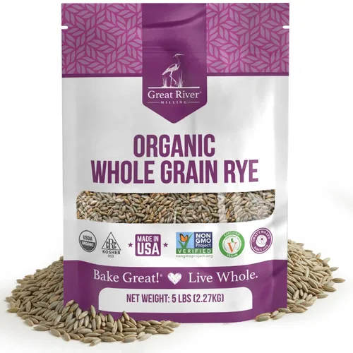 Miniatura 10 de Great River Organic Milling - Bayas orgánicas de centeno de grano entero Grano antiguo rico en fibra, rico en nutrientes, sin OMG, Kosher Ideal