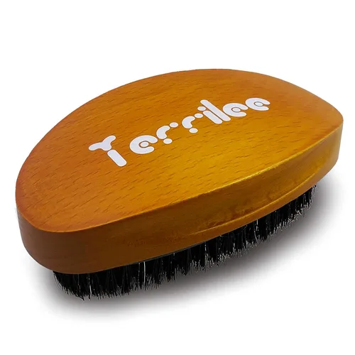 Miniatura 8 de Terrilee Pincel de onda de palma, cepillo de madera de haya curvada 360 y cerdas de jabalí para peinado de cabello ondulado para hombres