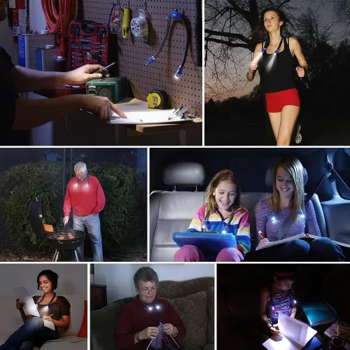 Miniatura 8 de Ledgle Luz LED para libros, recargable, 5 luces LED con clip de enganche para lectura, luz para viajes, iluminación de tareas, 375 lux, 2 niveles