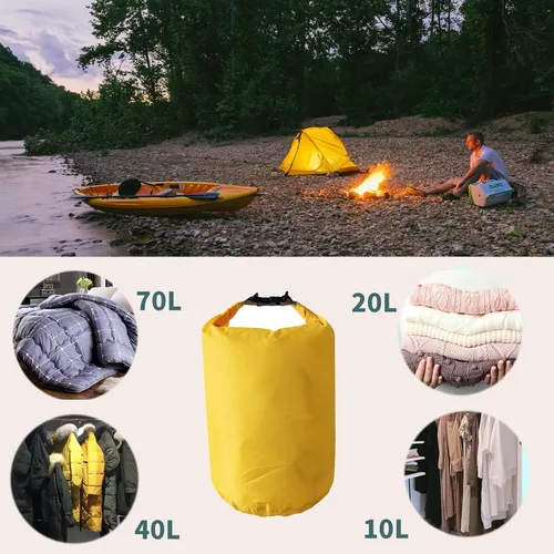 Miniatura 5 de Bolsas secas impermeables, ultraligeras, bolsas impermeables de 10L/20L/40L/70L, saco superior enrollable para kayak, playa, rafting, canotaje