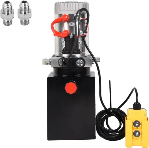 Unidad de potencia hidráulica de 4 cuartos de galón 12V DC Bomba hidráulica de efecto único depósito de metal Bomba de remolque para remolque de