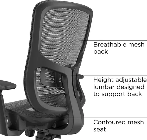 Miniatura 3 de STAPLES Kroy - Silla ergonómica de malla, ergonómica, soporte lumbar, altura ajustable, color negro