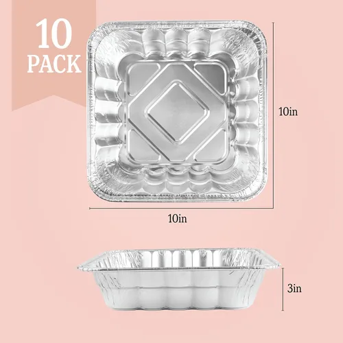 Miniatura 4 de Plasticpro - Bandejas desechables de aluminio de 10 x 10 x 3 pulgadas cuadradas para hornear, utensilios de cocina perfectos para hornear pasteles