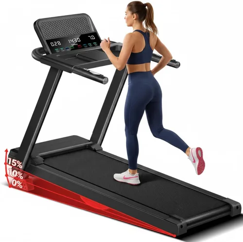 UMAY 15% Incline Treadmill for Home | Heart Rate Monitoring & 3 LED Screens, Portable Treadmills Up to 300Lbs Capacity, Walking Pad 0.6-7.5MPH