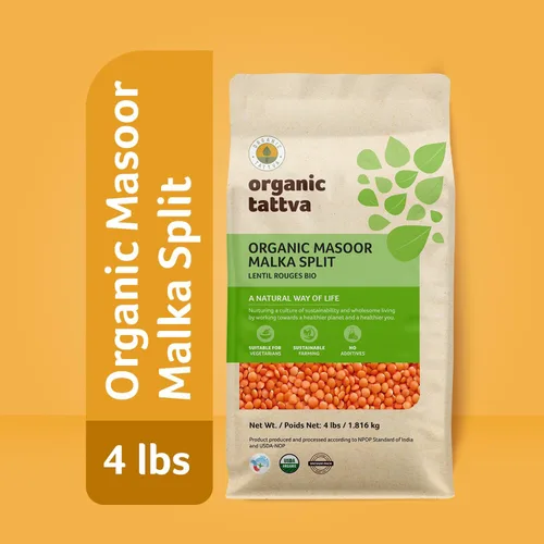 Miniatura 3 de Organic Tattva Lentejas rojas divididas (4 libras) – Lentejas rojas Masoor Dal orgánicas, sin gluten, veganas y kosher – Lentejas secas, sin pulir