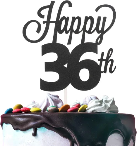 Miniatura 18 de LINGTEER - Decoración para pastel con texto "Happy Birthday 100", color negro